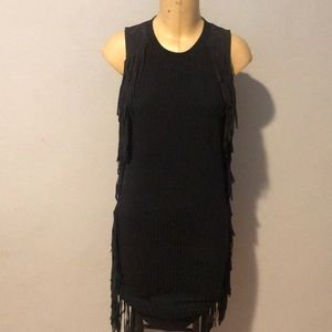 Black fitted dress with fringes